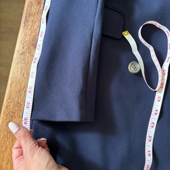 Something Navy Danielle Blazer Jacket Double Breasted Suit Coat Ponte Blue M - Picture 13 of 15